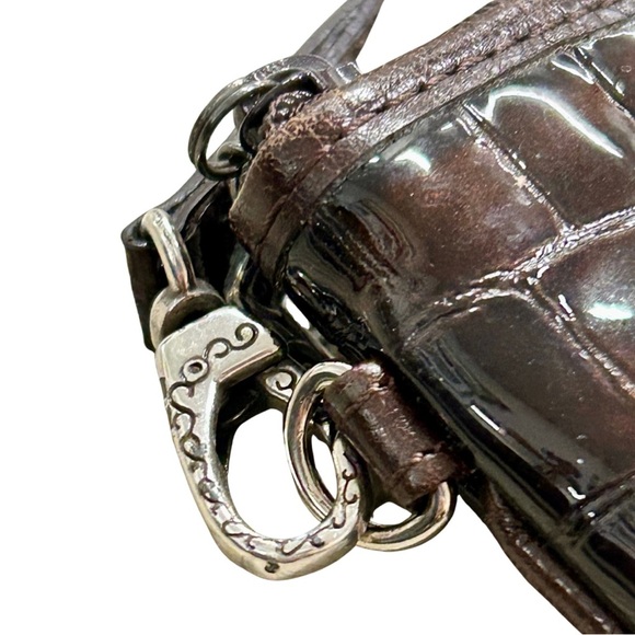 Brighton Brown Croc Embossed Crossbody Bag with Silver Buckle - Picture 10 of 14